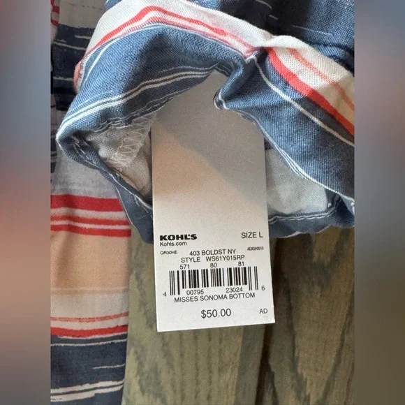 Sonoma Striped drawstring waist Dress Large NWT - Picture 9 of 9